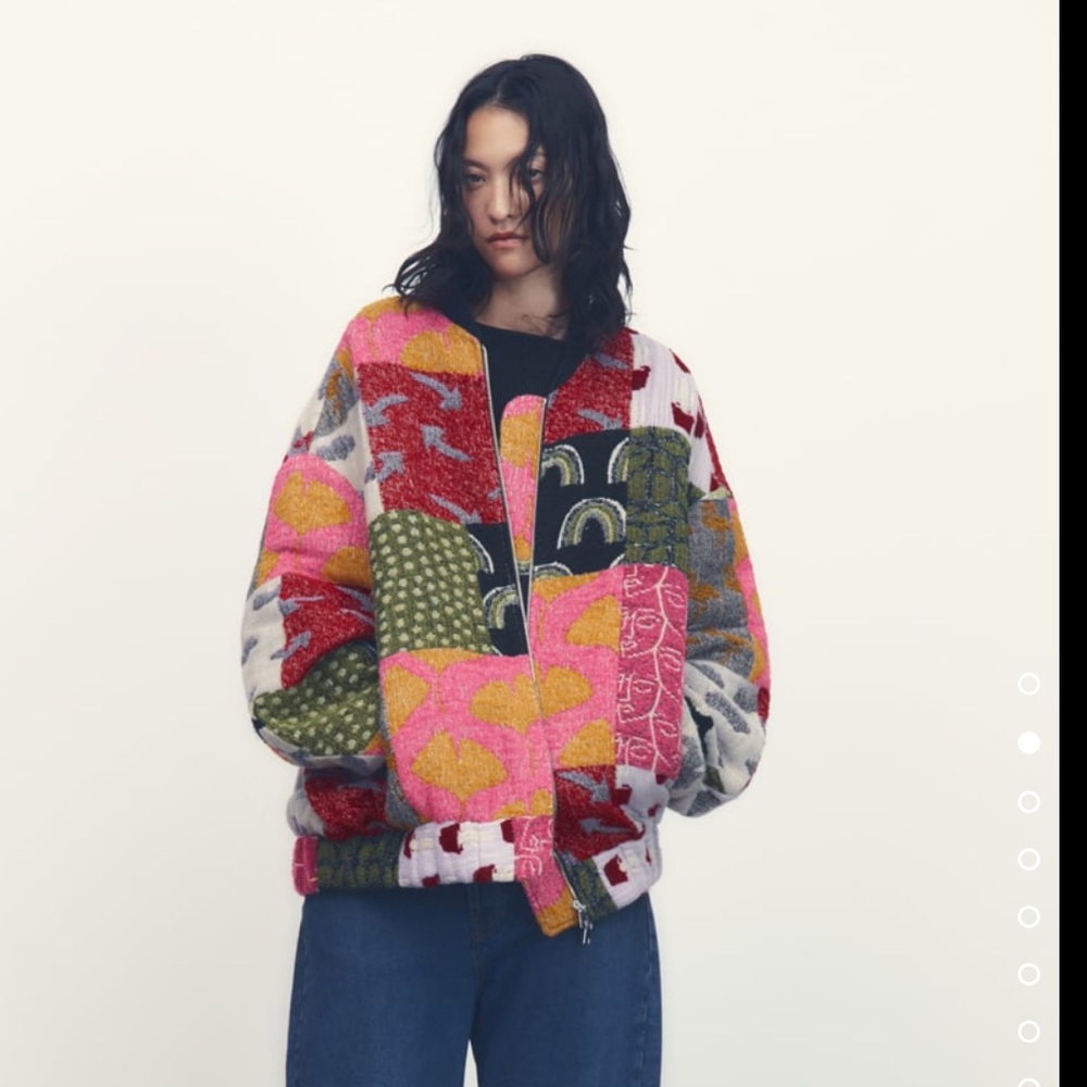 ISO Zara wool blend oversized bomber multicolored